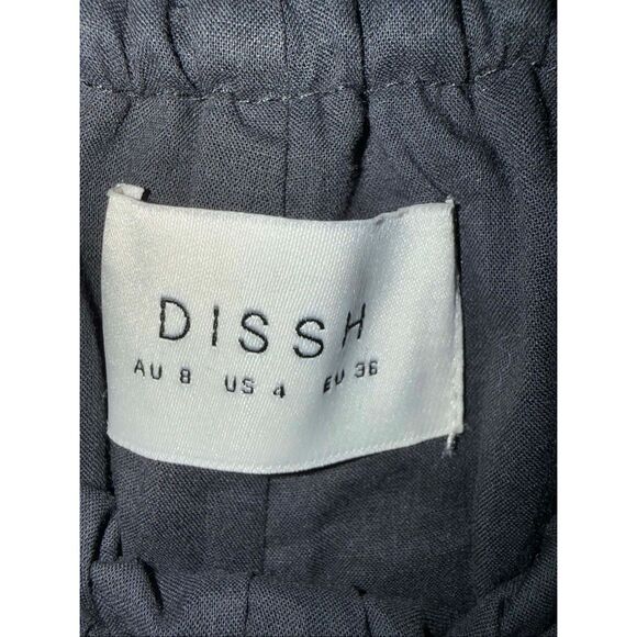 DISSH Women’s Black Silk Blend Elastic Waist Pull On Super Wide Leg Pants Size 4 - Picture 2 of 4